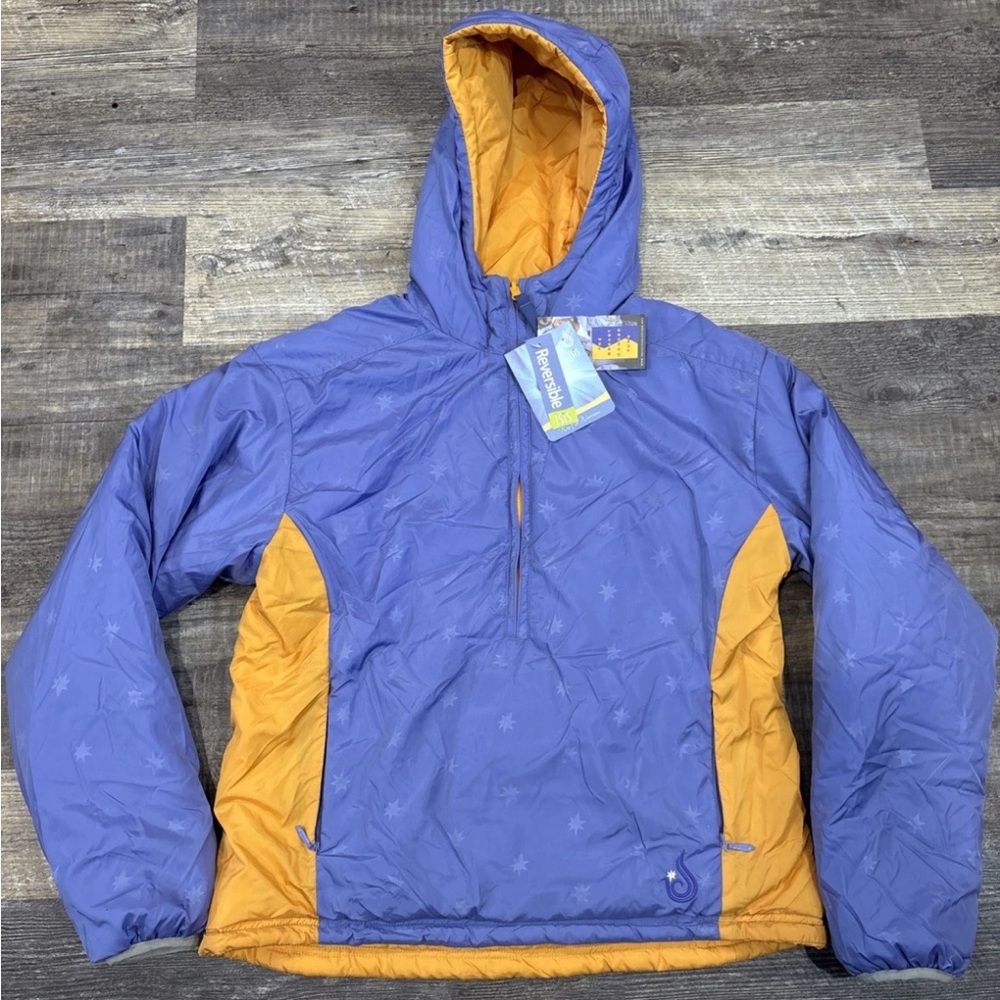 Isis Purple and Mustard Hooded Puffer Jacket